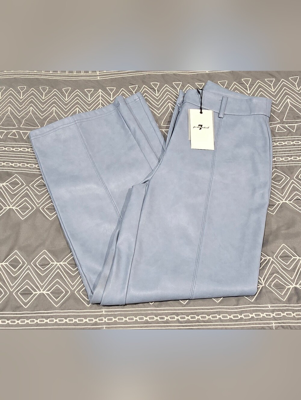 7 For All Mankind Faux Leather High Waisted Blue Pants Size Small